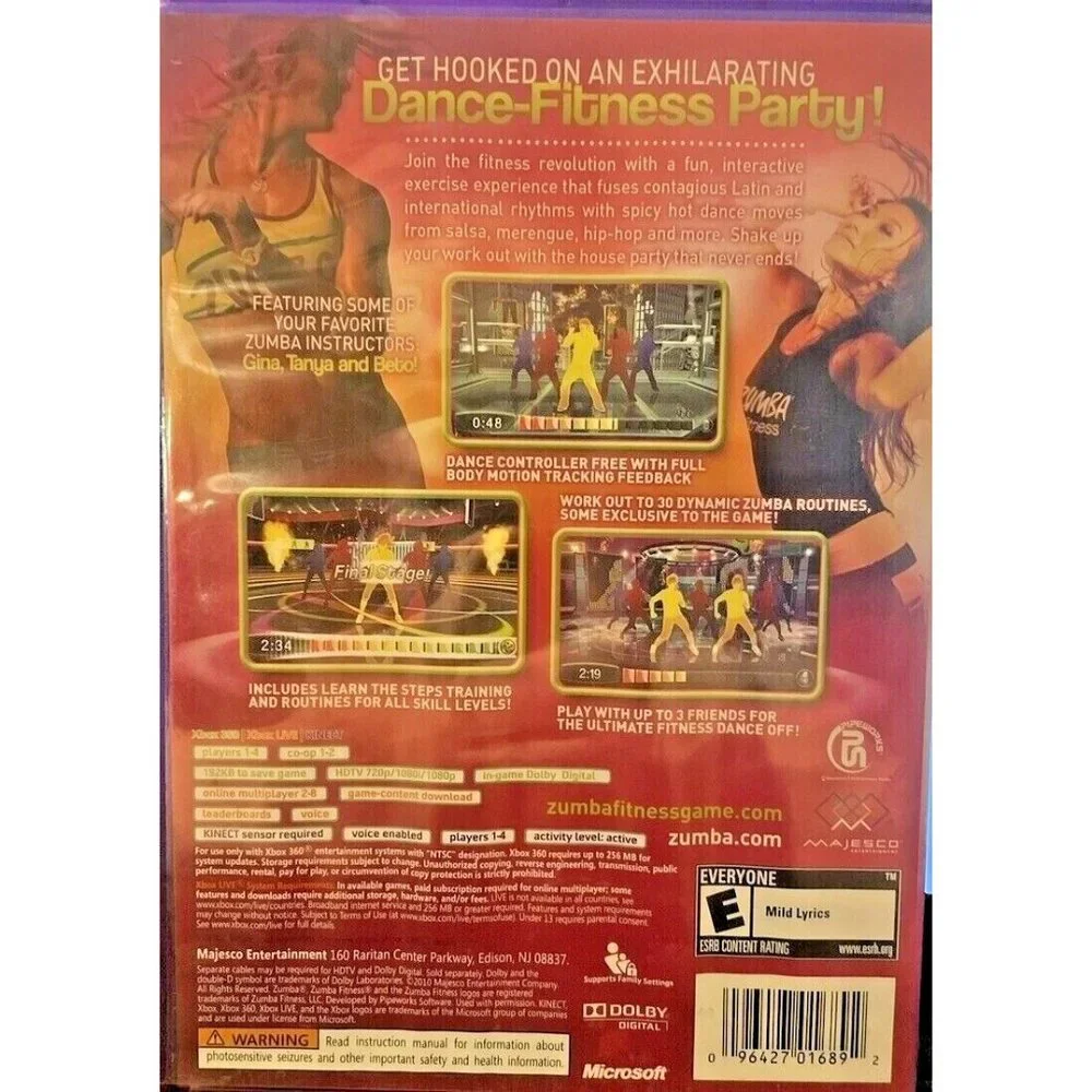 Vintage XBOX 360 Kinect Zumba Fitness Microsoft Join The Party Used